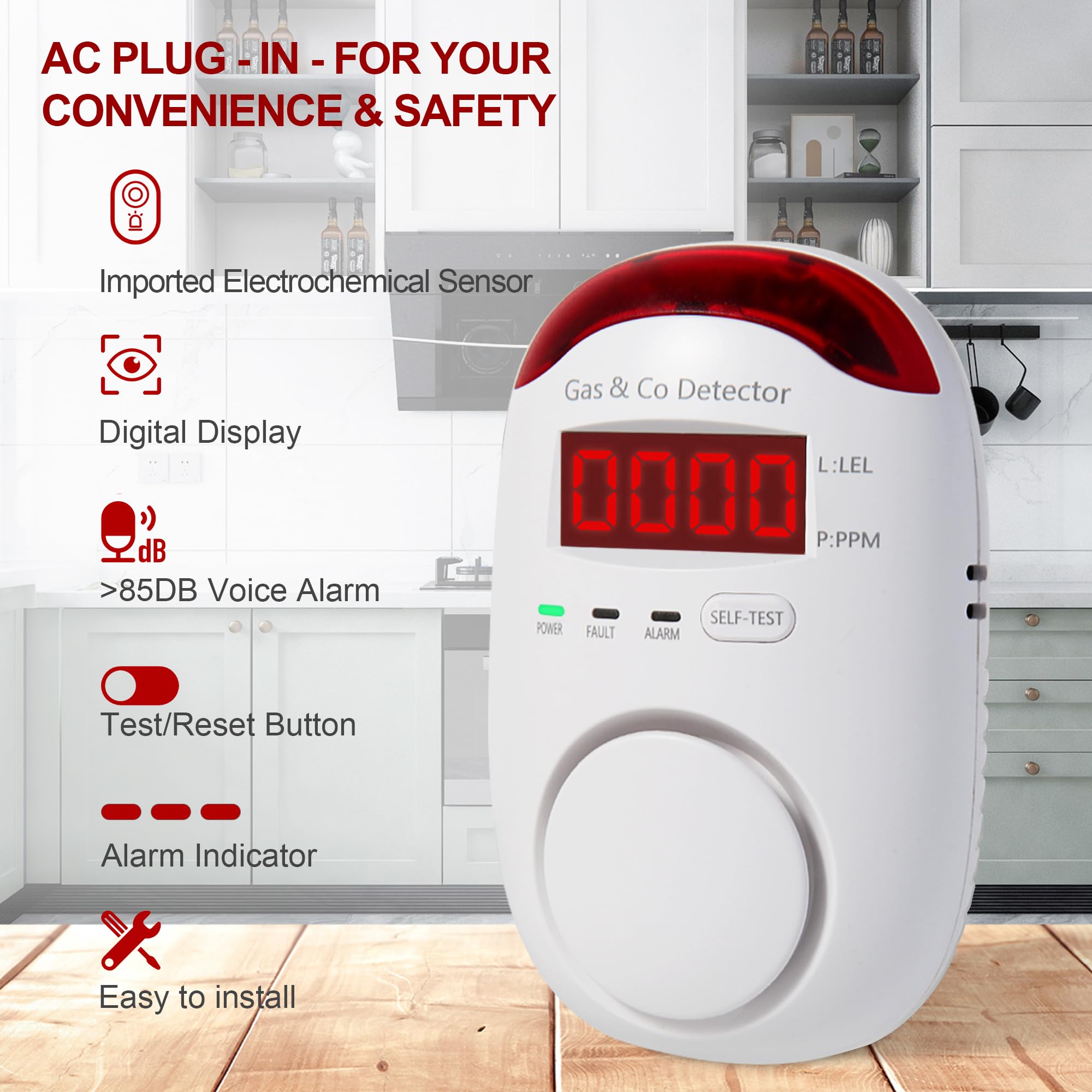 Co Detector Plug - Комбинированный детектор газа и угарного газа,